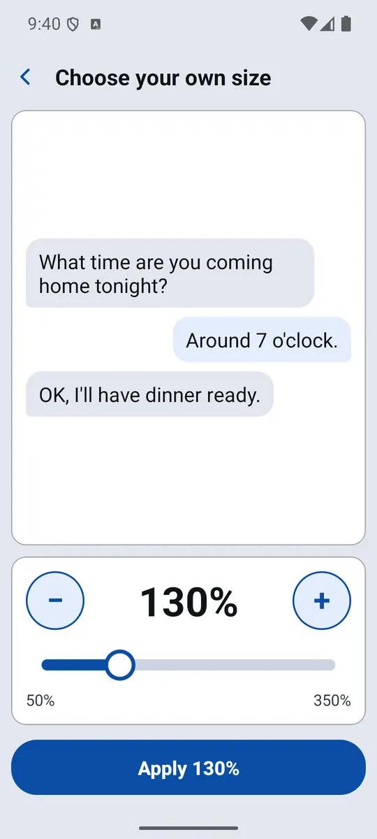 Custom size screen with a slider and chat preview