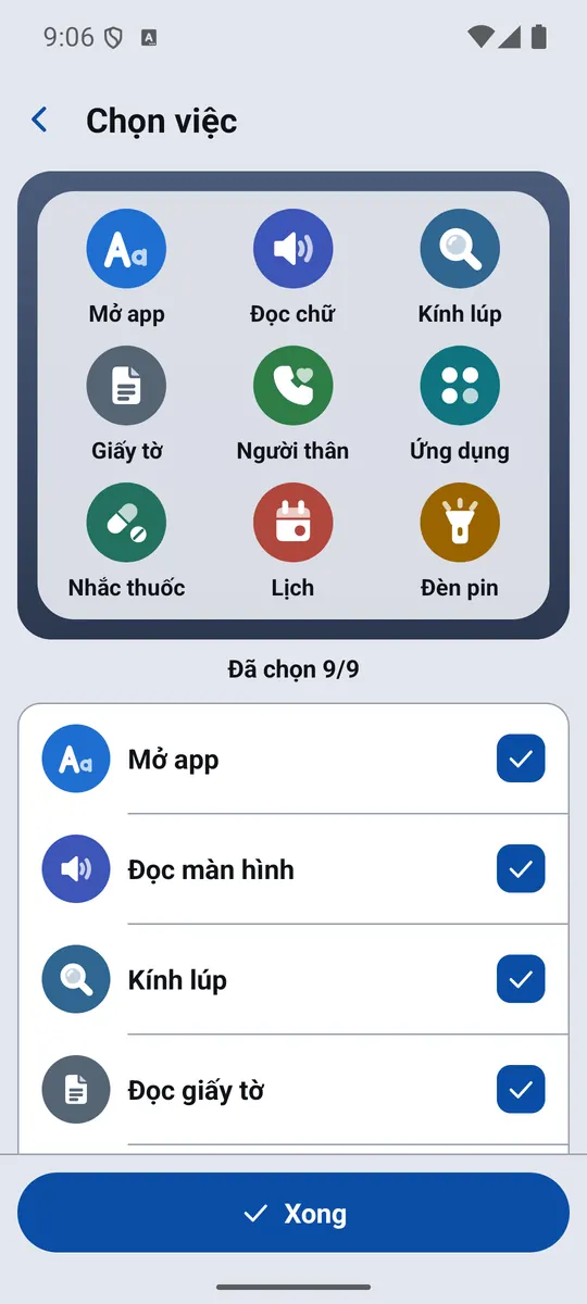 Chọn tiện ích hiện trên widget màn hình chính